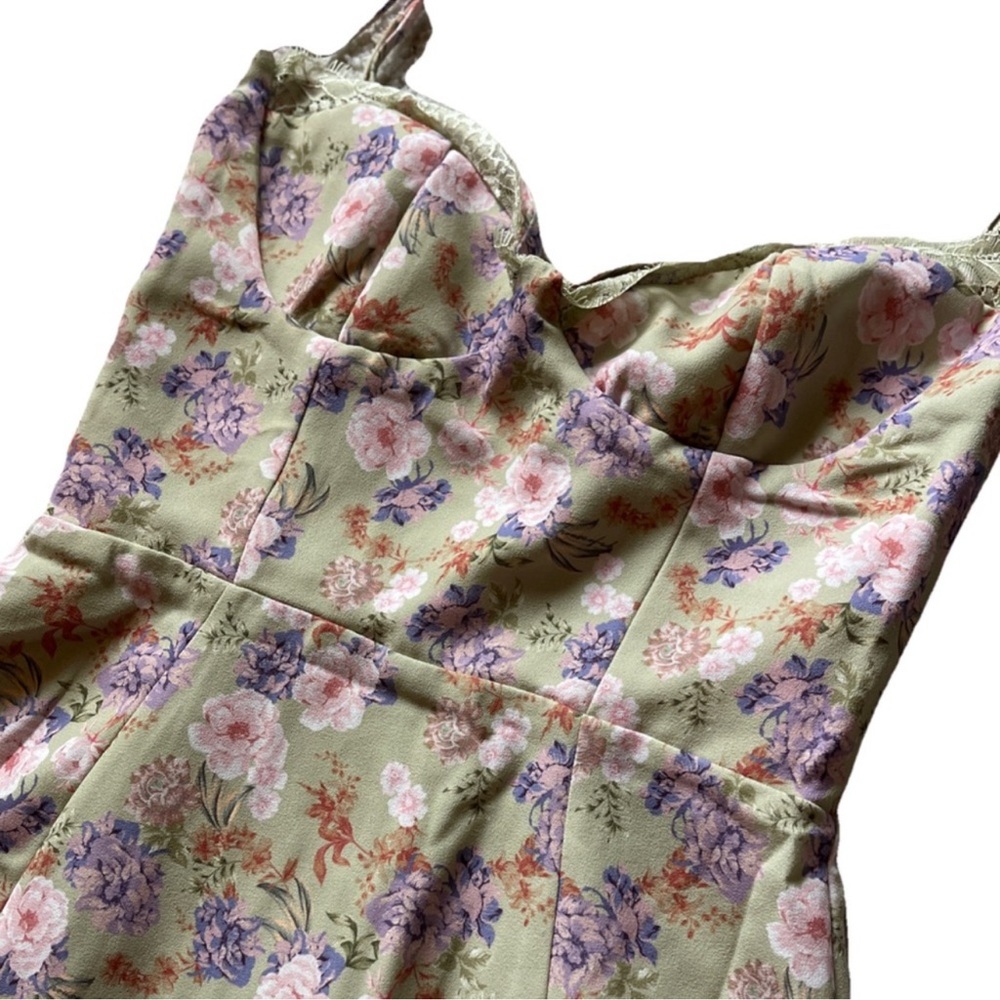 House of CB Floral Midi Dress in Sage Green and Lavender - Picture 6 of 10